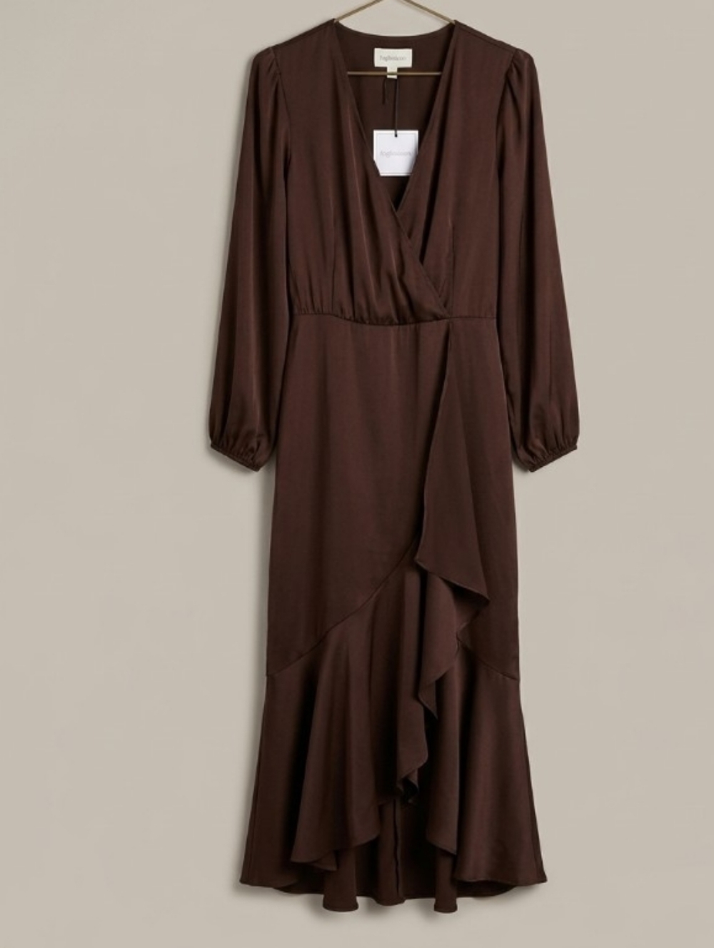 NWT Anthropologie Cherry Long-Sleeve Wrap Ruffle Midi Dress